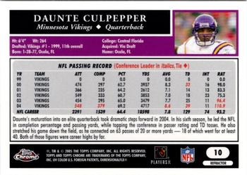 2005 Topps Chrome - Refractors #10 Daunte Culpepper Back