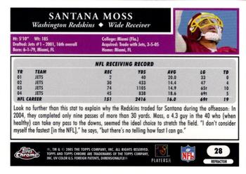 2005 Topps Chrome - Refractors #28 Santana Moss Back