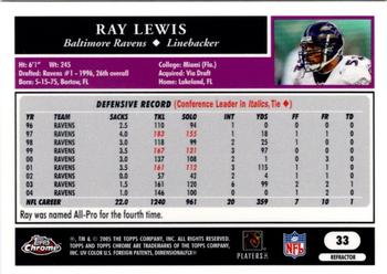 2005 Topps Chrome - Refractors #33 Ray Lewis Back