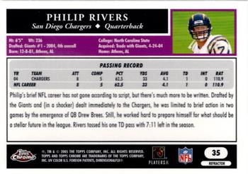 2005 Topps Chrome - Refractors #35 Philip Rivers Back