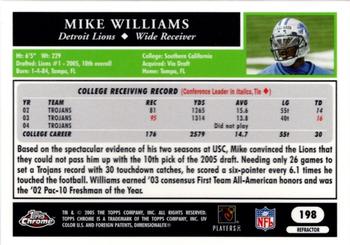 2005 Topps Chrome - Refractors #198 Mike Williams Back