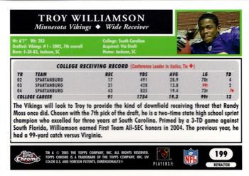 2005 Topps Chrome - Refractors #199 Troy Williamson Back