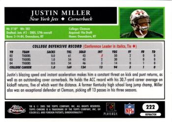 2005 Topps Chrome - Refractors #222 Justin Miller Back