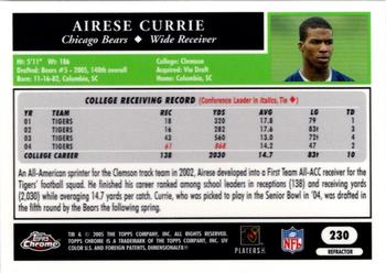 2005 Topps Chrome - Refractors #230 Airese Currie Back