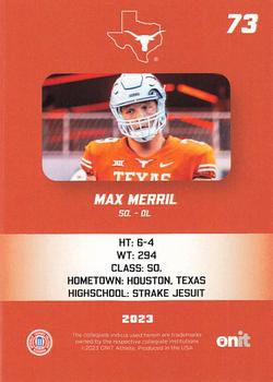 2023 ONIT Athlete Texas Longhorns #NNO Max Merril Back