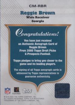 2005 Topps Draft Picks & Prospects - Class Marks Autographs #CM-RBR Reggie Brown Back