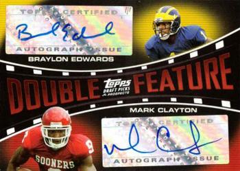 2005 Topps Draft Picks & Prospects - Double Feature Dual Autographs #DF-EC Braylon Edwards / Mark Clayton Front