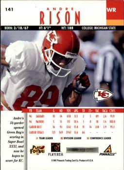 1997 Pinnacle #141 Andre Rison Back