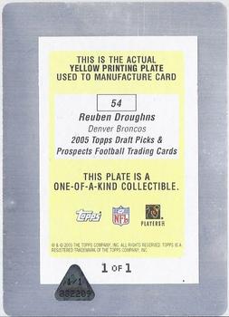 2005 Topps Draft Picks & Prospects - Printing Plates Front Yellow #54 Reuben Droughns Back