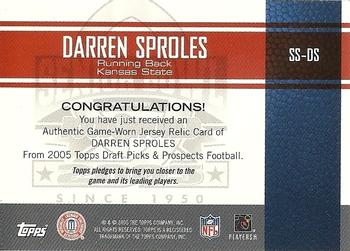 2005 Topps Draft Picks & Prospects - Senior Standout Jersey #SS-DS Darren Sproles Back