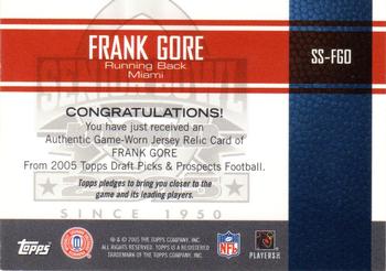 2005 Topps Draft Picks & Prospects - Senior Standout Jersey #SS-FGO Frank Gore Back