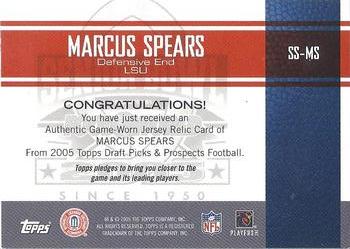 2005 Topps Draft Picks & Prospects - Senior Standout Jersey #SS-MS Marcus Spears Back