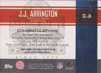 2005 Topps Draft Picks & Prospects - Senior Standout Jersey #SS-JA J.J. Arrington Back