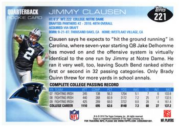 2010 Topps - Rookies (Target) #221 Jimmy Clausen Back