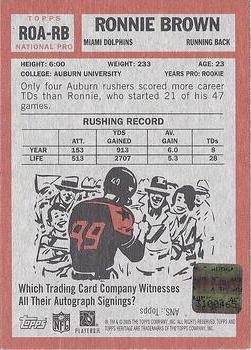 2005 Topps Heritage - Real One Autographs #ROA-RB Ronnie Brown Back