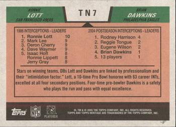 2005 Topps Heritage - Then and Now #TN7 Ronnie Lott / Brian Dawkins Back