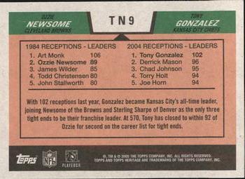 2005 Topps Heritage - Then and Now #TN9 Ozzie Newsome / Tony Gonzalez Back