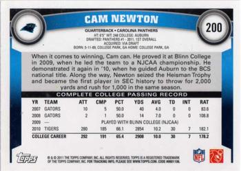 2011 Topps - Rookies #200 Cam Newton Back