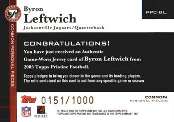 2005 Topps Pristine - Personal Pieces Common #PPC-BL Byron Leftwich Back