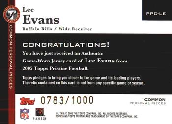 2005 Topps Pristine - Personal Pieces Common #PPC-LE Lee Evans Back