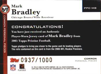 2005 Topps Pristine - Personal Pieces Common #PPC-MB Mark Bradley Back