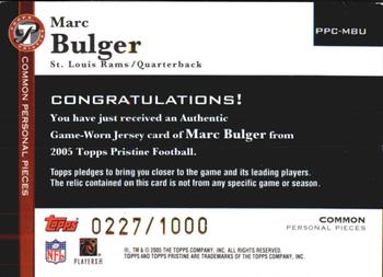 2005 Topps Pristine - Personal Pieces Common #PPC-MBU Marc Bulger Back