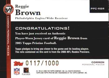 2005 Topps Pristine - Personal Pieces Common #PPC-RBR Reggie Brown Back