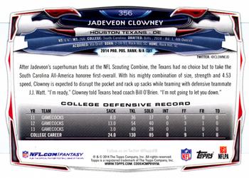 2014 Topps - Rookies #356 Jadeveon Clowney Back