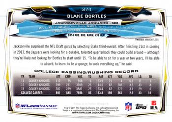 2014 Topps - Rookies #374 Blake Bortles Back