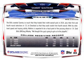 2014 Topps - Rookies #434 Sammy Watkins Back