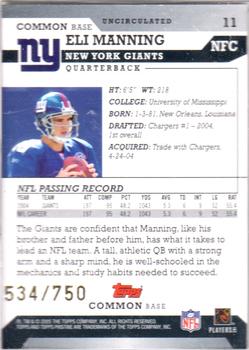 2005 Topps Pristine - Uncirculated #11 Eli Manning Back