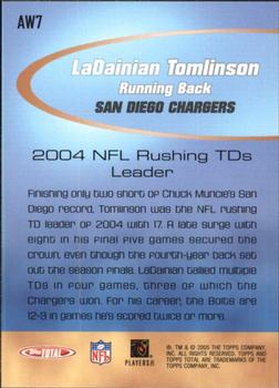 2005 Topps Total - Award Winners #AW7 LaDainian Tomlinson Back
