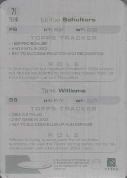 2005 Topps Total - Printing Plates Back Black #71 Lance Schulters / Tank Williams Front