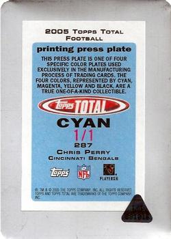 2005 Topps Total - Printing Plates Front Cyan #287 Chris Perry Back