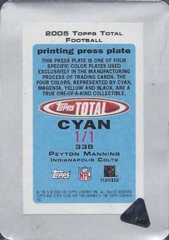 2005 Topps Total - Printing Plates Front Cyan #338 Peyton Manning Back