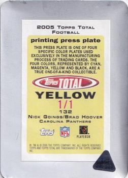 2005 Topps Total - Printing Plates Front Yellow #132 Nick Goings / Brad Hoover Back