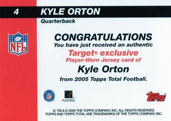 2005 Topps Total - Rookie Jersey Collection #4 Kyle Orton Back