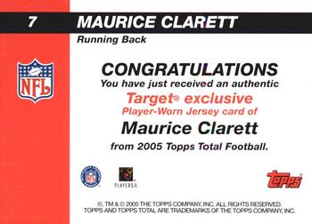 2005 Topps Total - Rookie Jersey Collection #7 Maurice Clarett Back