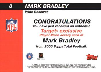 2005 Topps Total - Rookie Jersey Collection #8 Mark Bradley Back