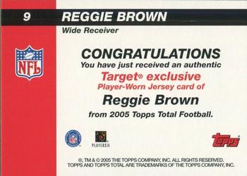 2005 Topps Total - Rookie Jersey Collection #9 Reggie Brown Back