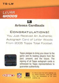 2005 Topps Total - Signatures #TS-LW LeVar Woods Back