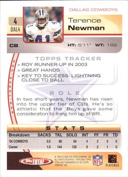 2005 Topps Total - Silver #4 Terence Newman Back