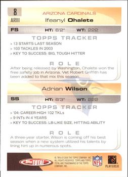 2005 Topps Total - Silver #8 Ifeanyi Ohalete / Adrian Wilson Back