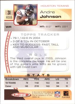 2005 Topps Total - Silver #31 Andre Johnson Back