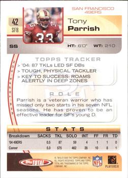 2005 Topps Total - Silver #42 Tony Parrish Back