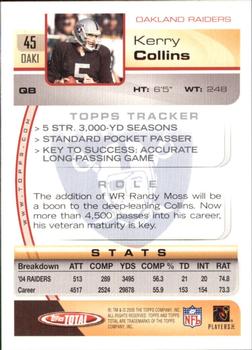 2005 Topps Total - Silver #45 Kerry Collins Back