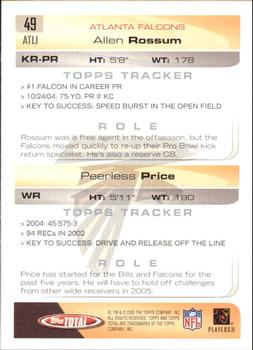 2005 Topps Total - Silver #49 Peerless Price / Allen Rossum Back