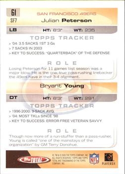 2005 Topps Total - Silver #61 Julian Peterson / Bryant Young Back