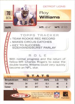 2005 Topps Total - Silver #70 Roy Williams Back