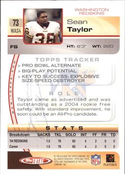 2005 Topps Total - Silver #73 Sean Taylor Back
